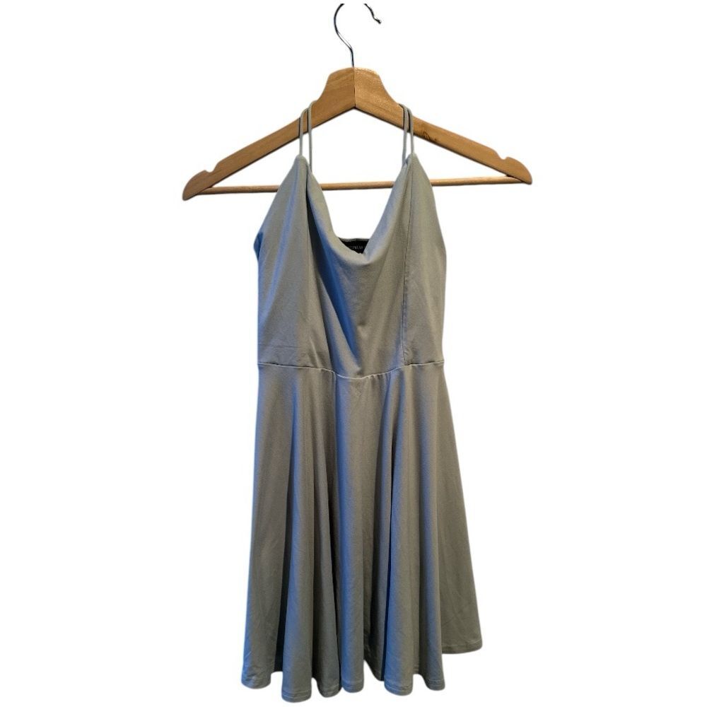 Streetwear Society Blue Mini Dress Small Cross Back Flowy Bodycon Cute Flirty